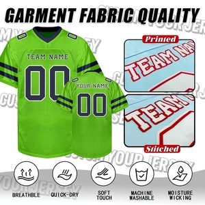 Custom Sublimated American Football Jersey <b>Men's</b> Short Sleeve V-Neck Breathable Mesh Team Name Number Printed All Seasons - Product Image 3