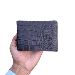 Portefeuille en cuir pour homme, motif animalier texturé, poche centrale zippée, compartiment à monnaie, porte-cartes de crédit, étuis et packs - Product Image 5