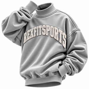 Sudadera de Forro Polar con Cuello Alto y Logotipo Personalizado, Sudadera Oversize con Apliques de Letras 3D, Fabricante de Ropa al por Mayor OEM - Product Image 3