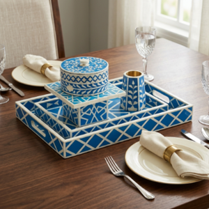 Mother of Pearl Inlay Wooden Cake Stand | Luxury Acrylic Serving Tray Dessert Plate Set | Ramadan Eid Home Decor <b>Gift</b> Handmade - Product Image 5