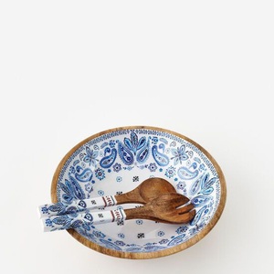 Acacia Wooden Customized Dinnerware Bowls For Serving Delicious Pasta and Dessert <b>Sticker</b> Enamel Printed Bowl - Product Image 6