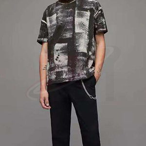 Camiseta de Hombre con Estampado Personalizado, Lavado Ácido, Estilo Vintage, Algodón Lavado, Diseño Gráfico, Ropa Moderna para Uso Diario y Cómodo - Product Image 4