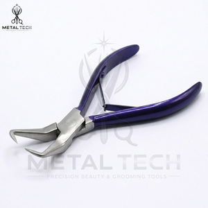 Juego de 2 Pinzas para Extensiones de Cabello con Mango Azul, Punta Recta y Gancho, Herramienta para Colocar y Retirar Anillas Micro, para Salón de Belleza - Product Image 4