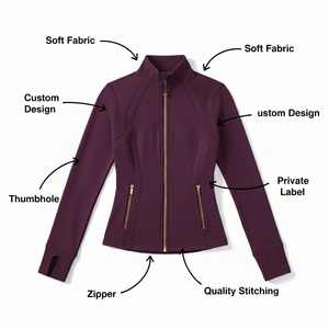 Women's High Waist Elastic yoga <b>jacket</b> <b>Workout</b> Set Reversible Breathable Four-Way Stretch Crew Neck Sportswear Zip-Up <b>Jacket</b> - Product Image 6