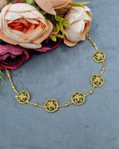 Collar Étnico Floral de Lujo con Pendientes de Botón, Conjunto de Joyería Minimalista al por Mayor para Mujeres, Accesorios para Bodas, Fiestas y Eventos Festivos - Product Image 5