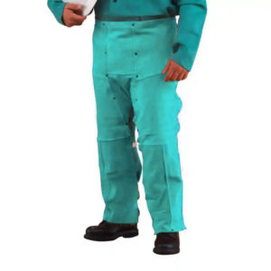 Pantalones de Soldadura Unisex de Cuero Amarillo y Azul, Pantalones de Seguridad de Trabajo de Cuero Vacuno Reforzado para Soldadores - Product Image 4