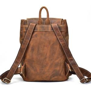 Distressed Genuine Leather Laptop <b>Backpack</b> <b>Waterproof</b> Anti-Theft Travel Rucksack Rugged Leather Bag LBP-0360 - Product Image 4
