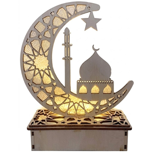 Wholesale Wooden <b>LED</b> Ramadan Decorations Moon <b>Star</b> Night Light Eid Mubarak Home Table Ornament Islamic Party Decor Craft Supply - Product Image 3