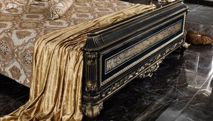 Juego de Dormitorio de Lujo Estilo Victoriano en Madera de Teca Sólida Negra y Dorada, Cama King Size con Mesitas de Noche, Armario y Tocador - Product Image 5