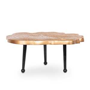 Support à gâteau en métal en forme de feuille dorée avec pieds en fer noir, plateau sur pieds pour la décoration de table d'anniversaire - Product Image 1