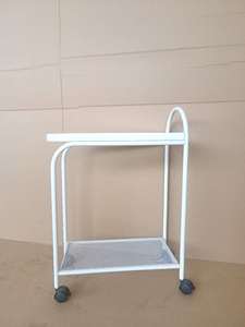 Carrito de Mano Metálico con Recubrimiento en Polvo Negro/Blanco, con Tapa de Vidrio y Estante de Malla, Carrito de Almacenamiento Móvil de Cuatro Ruedas KTS-230512-10 - Product Image 4