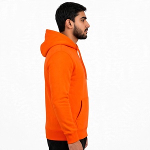 Sudadera con Capucha y Cremallera para Hombre, Color Naranja, Corte Regular, Felpa, Diseño Casual con Letras y Bolsillos, Transpirable, de Secado Rápido, 300g, para Invierno - Product Image 2