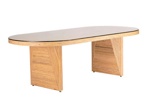 Juego de Comedor Moderno de Lujo en Madera de Teca Sólida Color Crema, 6 Sillas, Mesa Ovalada para Cocina, Muebles Contemporáneos para el Hogar y la Villa - Product Image 5