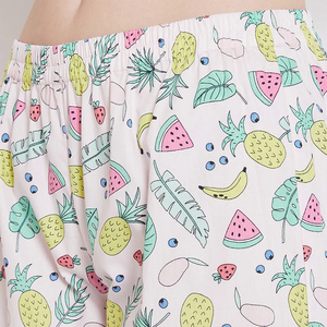 Pyjama thermique en soie tissée pour femme – Ensemble décontracté à manches courtes, respirant, élégant, taille élastique, personnalisable pour l'été - Product Image 3