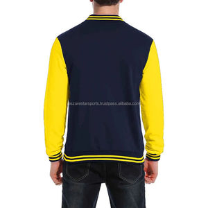 Baseball Varsity Jacket Canvas Stand Collar Front Logo Custom Logo Embroidered Wholesale Price for Men - Product Image 5