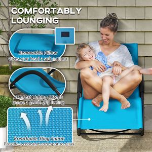 Silla Mecedora Azul Claro Resistente a los Rayos UV y al Agua para Jardín, Piscina, Tomar el Sol, Sillas de Jardín Cómodas - Product Image 6