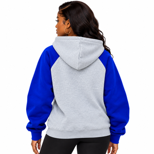 Sigma Gamma Rho <b>Women's</b> Grey Royal <b>Blue</b> <b>Hoodie</b> with Greek Letters Front Print Kangaroo Pocket Fleece Sweatshirt - Product Image 3