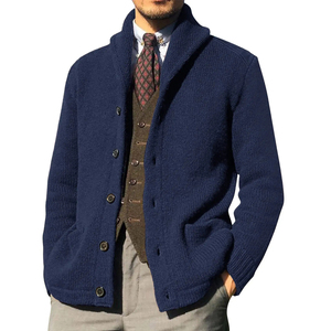 <b>Men</b> Shawl Collar Knit <b>Cardigan</b> Soft Warm Button Front Casual Comfortable Layer Daily Wear Winter Autumn OEM ODM Factory - Product Image 5