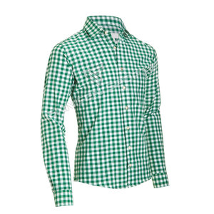 เสื้อเชิ้ตเยอรมันแบบกระดุมเดียว ผ้าฝ้าย 100% สีเขียวและสีขาว ชุดบาวาเรียนแบบดั้งเดิมสำหรับงานเทศกาล งานปาร์ตี้ ชุดผู้ชายสำหรับเทศกาลอ็อกโทเบอร์เฟสต์ ระบายอากาศได้ดี ติดกระดุม - Product Image 1