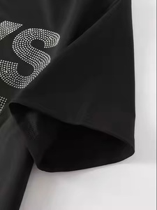 T-shirt en strass pour homme, personnalisé avec des pierres sur toute la surface, OEM, lettres et logos en strass, t-shirts pour homme - Product Image 2