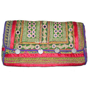 BohoMain India Ethnic Ladies Vintage Coin Zari Traditional Banjara Envelope Clutch <b>Bag</b> Handmade Embroidery Tribal <b>Boho</b> Purse - Product Image 3