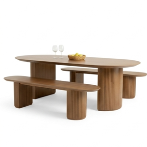 Table à manger ovale en bois massif, design minimaliste, moderne et écologique, pour la maison, l'hôtel et les salles à manger de villas - Product Image 2