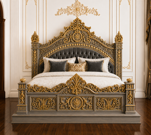 Juego de cama estilo europeo con corona imperial, compre una cama tamaño king con tapicería capitoné, muebles de dormitorio estilo antiguo para el hogar/villas - Product Image 3
