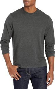 Camiseta de Hombre, Color Gris Oscuro, Manga Larga, Cuello Redondo, Corte Regular, Casual, Color Sólido, Tejida, 100% Algodón, Nueva Colección 2026, Hecha a Medida - Product Image 6