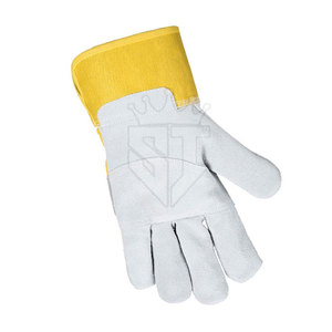 Genuine Leather Men's Heat Resistant Touchscreen Breathable Silicone-Free Safety <b>Gloves</b> Solid Color - Product Image 2