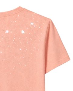 Camiseta de Algodón Personalizada para Mujer con Estampado de Estrella de Diamantes de Imitación, Manga Corta, Cuello Redondo, Top Casual de Moda para Mujer, Diseño OEM Personalizado - Product Image 6