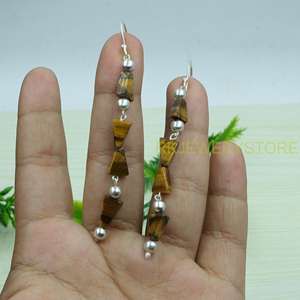 Pendientes Colgantes de Piedra Ojo de Tigre, Plata de Ley 925, Hechos a Mano, con Piedras de Ojo de Tigre Marrón, Joyería para Mujer, Regalo - Product Image 4