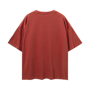 Camiseta de Hombre Oversize Roja de Punto con Cuello Redondo y Manga Corta, Diseño Liso Casual, Estilo Urbano de Largo Regular - Product Image 2