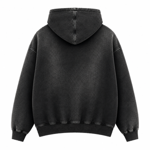 Sweat-shirt à capuche surdimensionné personnalisé effet délavé, en molleton de coton épais, style streetwear vintage - Product Image 4