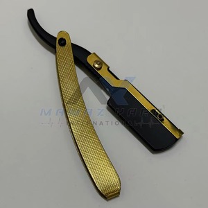 Luxury Gold Black Barber Straight <b>Razor</b> Folding Stainless Steel Swing Lock Shaving Knife <b>Single</b> <b>Blade</b> Mens Wet Shaving <b>Razor</b> - Product Image 1
