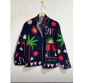 Artland International Handmade Embroidered Suzani <b>Velvet</b> Bohemian <b>Jacket</b> <b>Women</b> Floral Ethnic Fashion Outerwear Reversible Thick - Product Image 3