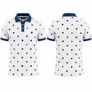Polo homme personnalisé noir à pois, bords noirs fins et lisses, manches courtes, décontracté, en mélange de coton, pour le golf, design estival - Product Image 5