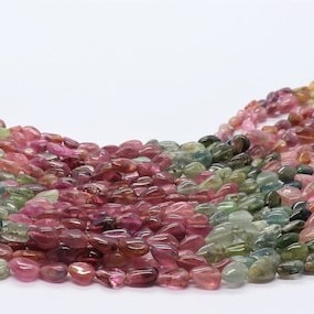 ลูกปัดทัวร์มาลีนทรงลูกแพร์เจียรเรียบ AAA Natural Multi Tourmaline ขนาด 4x6 มม. ความยาว 12 นิ้ว - Product Image 2
