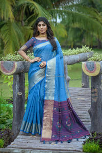 Shree Indian Exports Saree long en soie Chanderi pour femme Beau nouveau Design pour la fête avec chemisier-Numéro de modèle Fantaisie - Product Image 3