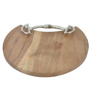 Bandejas decorativas de madera para servir té y aperitivos, bandeja redonda para pizza, diseño de bocado de caballo plateado, últimas bandejas de bambú, suministros para hoteles - Product Image 6
