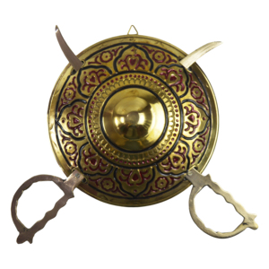 Espada y Escudo Decorativos para Colgar en la Pared, para Hogar, Oficina, Hotel o Restaurante, Diseño en Relieve, Dhal Talwar de Latón para Decoración de Bodas - Product Image 3