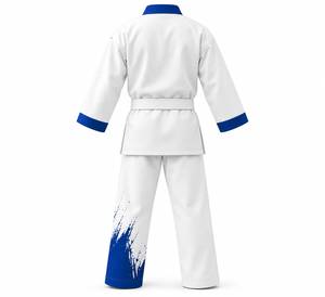Uniforme de Karate Blanco con Estampado Digital Azul Splash, Corte Regular, Unisex para Adultos, Uniforme de Artes Marciales Transpirable de Poliéster/Algodón Resistente - Product Image 4