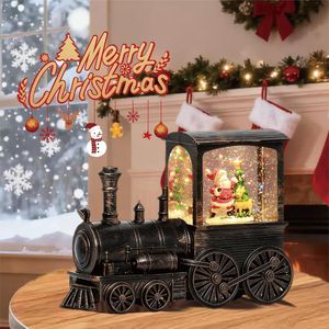 Globo di Neve Vintage con Trenino Natalizio e Babbo Natale, Lanterna d'Acqua Girevole con Glitter, 8 Canzoni, Timer Automatico 6 Ore, Natale - Product Image 1