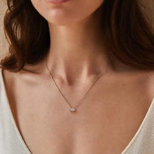 Isa Marquise Diamond <b>Necklace</b> 1.00 CT, Lab Grown Marquise Pendant <b>Necklace</b>, Vertical Horizontal Diamond <b>Necklace</b>, Gold Jewelry - Product Image 1