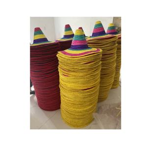 Large Mexican Sombreros for Party Adult- Bulk Handwoven Straw Sombrero <b>Hats</b> With Decorative <b>Pompoms</b> for Party Events Casual - Product Image 3
