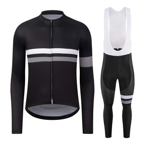 Men's Long Sleeve <b>Cycling</b> Jersey Black White Full Zip Road Bike Wear Breathable Quick Dry 100% Polyester 180g Fit - Product Image 1