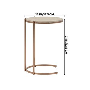 Adjustable Metal <b>Side</b> <b>Table</b> Office Furniture Marble Top <b>with</b> Round Shape Corner <b>Table</b> Cabinet for Living Room, <b>Drawing</b> Room - Product Image 2