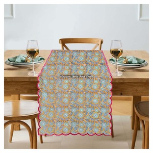 Floral Printed Cotton Woven Bohemian Style Customizable Edge <b>Table</b> <b>Runner</b> for <b>Wedding</b> & Party Use Made in Rajasthan - Product Image 3