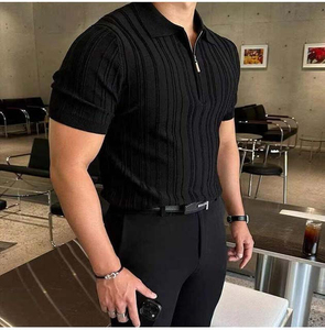 เสื้อฮัลฟ์ซิปผู้ชาย ผ้าเจอร์ซีย์ระบายอากาศ แห้งเร็ว แขนสั้น สกรีนโลโก้ได้ ไซส์ใหญ่ รับผลิตตามแบบ (OEM) ขายส่ง - Product Image 3