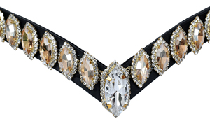 Luxury <b>Champagne</b> Crystal Horse Browband Premium Leather English Bridle Browband Rhinestone Horse Headstall Accessory - Product Image 6