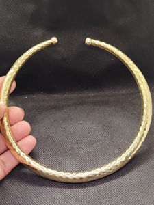 Brass Ethnic Hasli <b>Necklace</b> | Gold Plated Natural Stone Bezel Setting Oval Link Chain Pendant Handmade Wedding Fashion Wholesale - Product Image 2